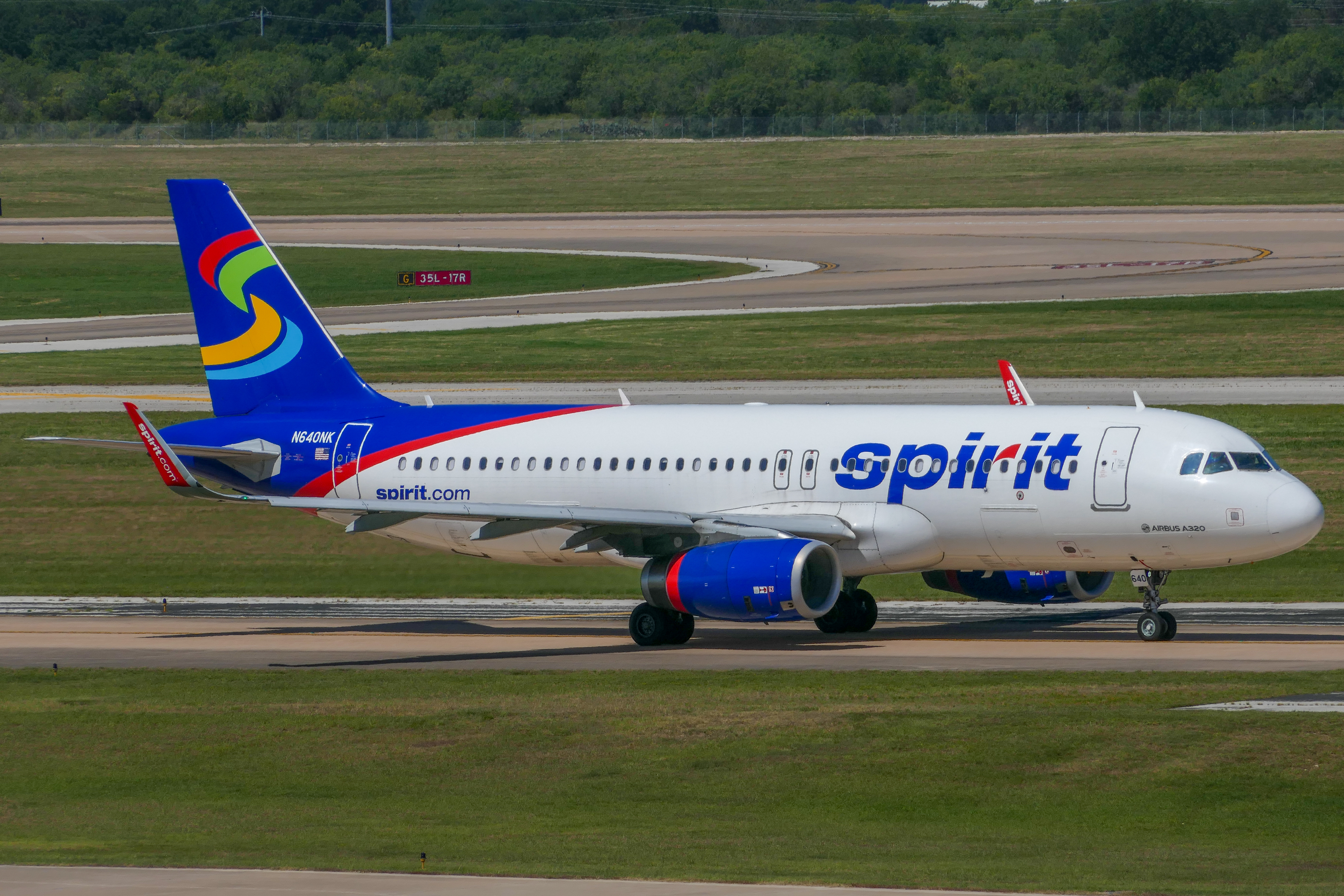Full size: Spirit Airlines Airbus A320 N640NK at Austin-Bergstrom International Airport