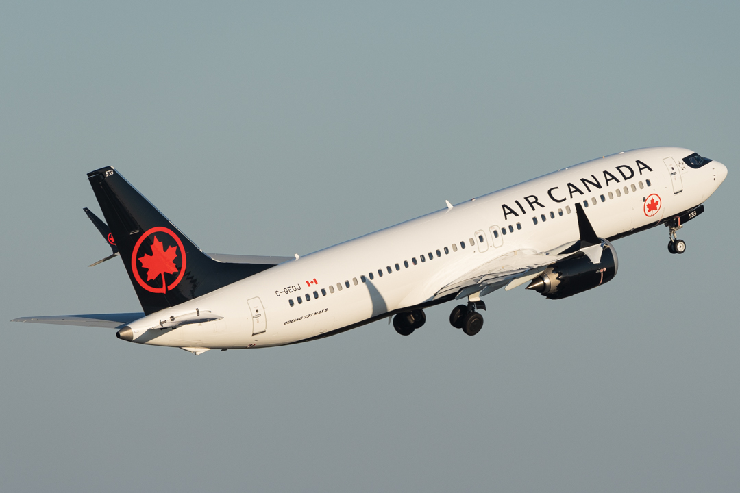 Full size: Air Canada Boeing 737 MAX 8  C-GEOJ at General Edward Lawrence Logan International Airport
