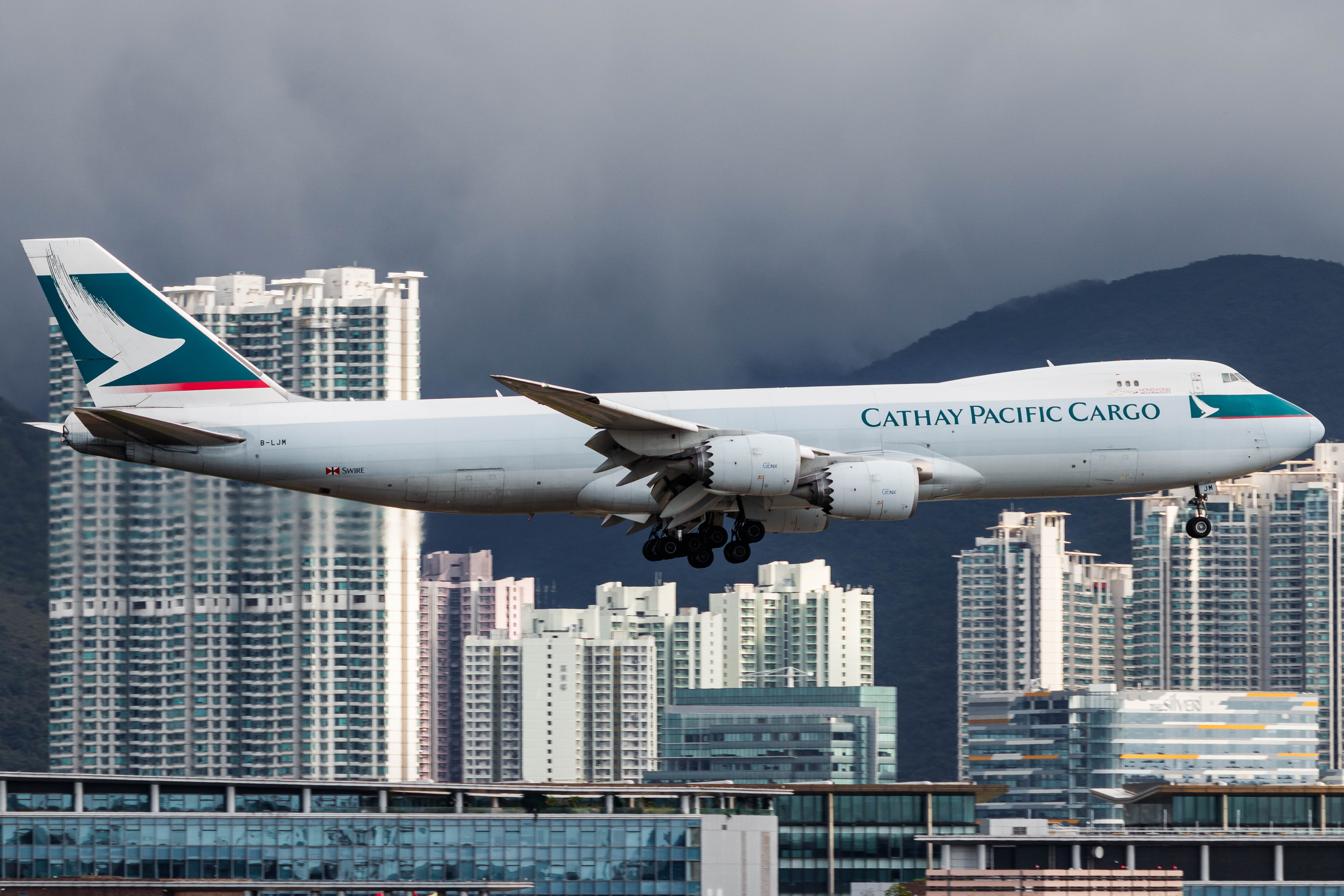 Full size: Cathay Pacific Cargo Boeing 747-8F B-LJM at Hong Kong International Airport