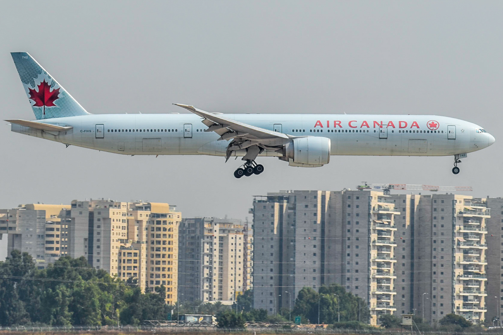 Full size: Air Canada Boeing 777-300 C-FIVS at Tel Aviv-Ben Gurion Airport