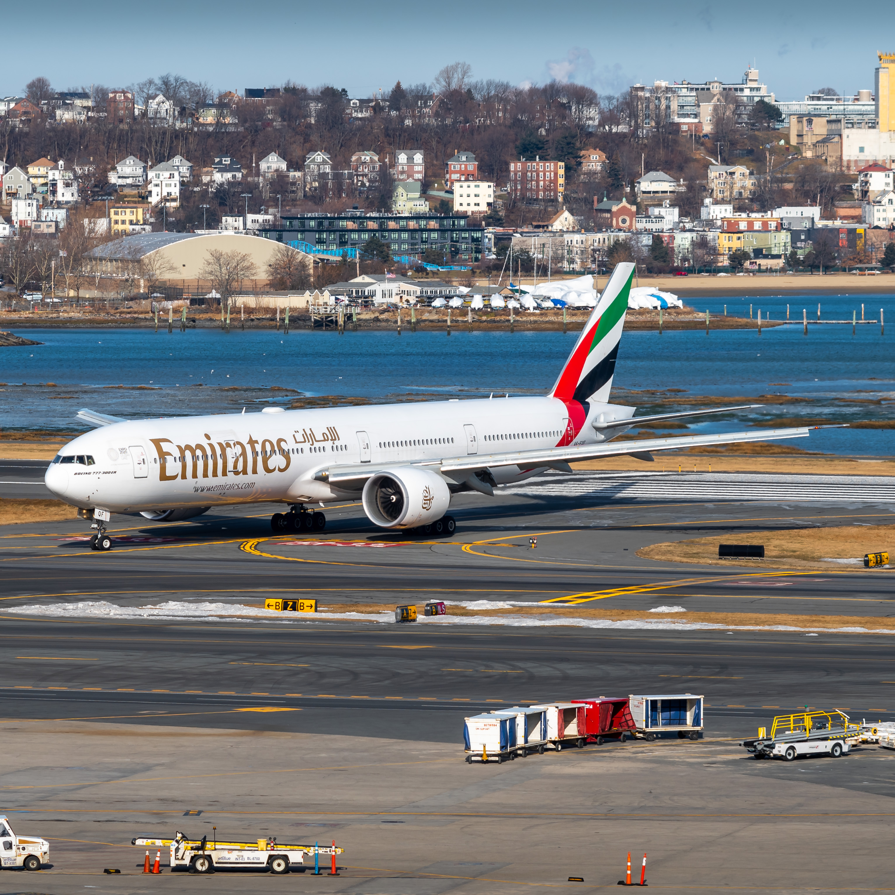 Full size: Emirates Boeing 777-300ER A6-EQF at General Edward Lawrence Logan International Airport