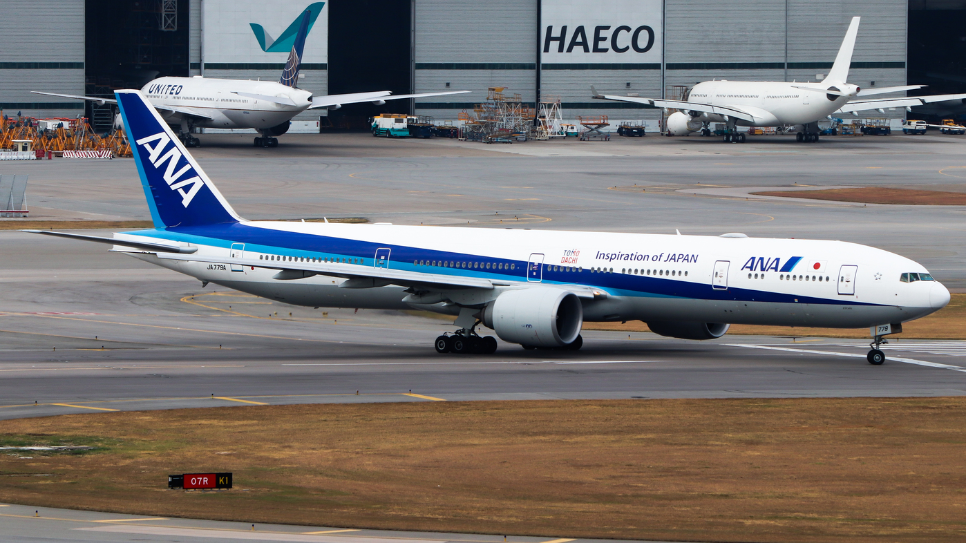 Full size: All Nippon Airways Boeing 777-300ER JA779A at Hong Kong International Airport