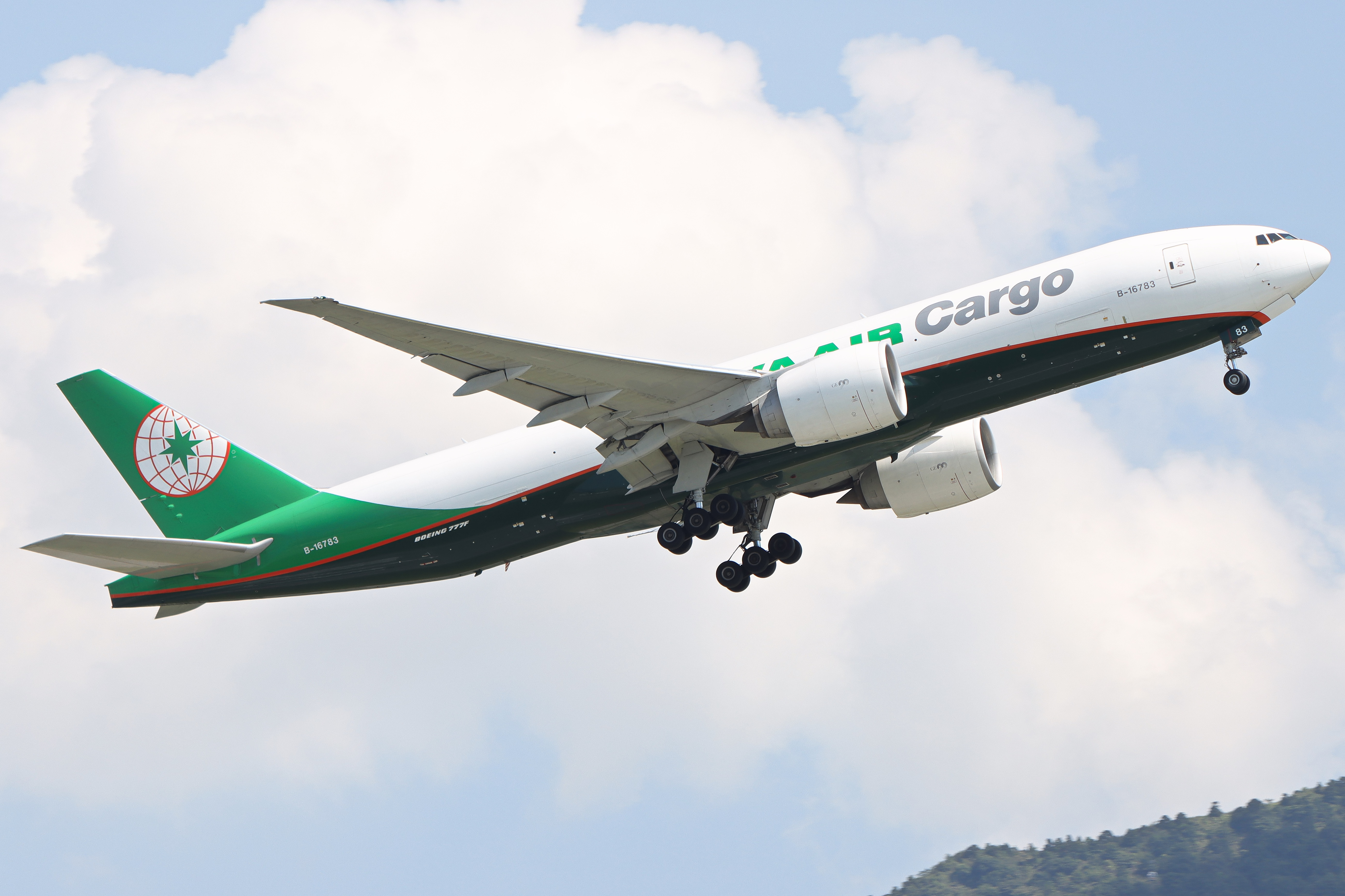 Full size: Eva Air Cargo Boeing 777-F B-16783 at Hong Kong International Airport