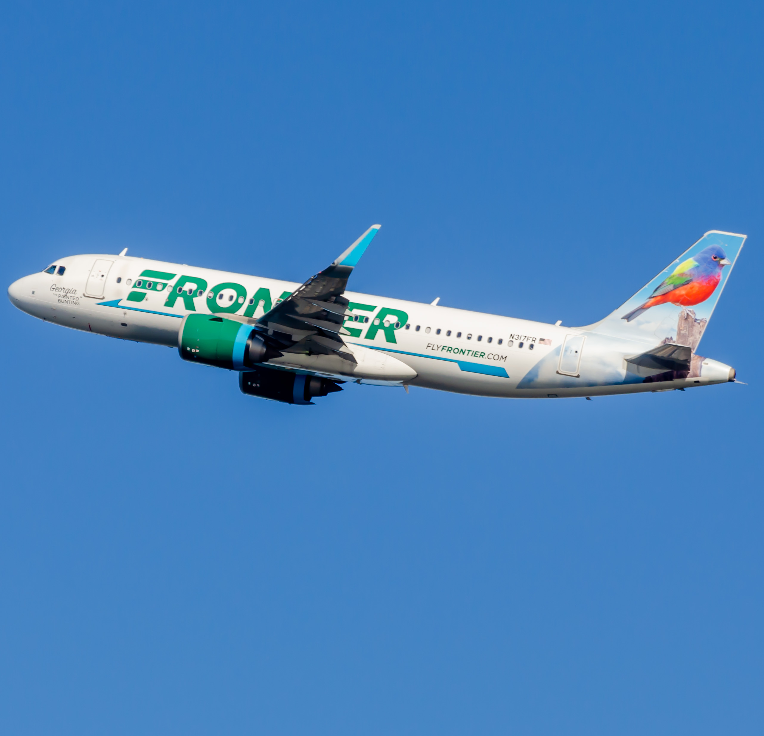 Full size: Frontier Airlines Airbus A320NEO N317FR at Ronald Reagan National Airport