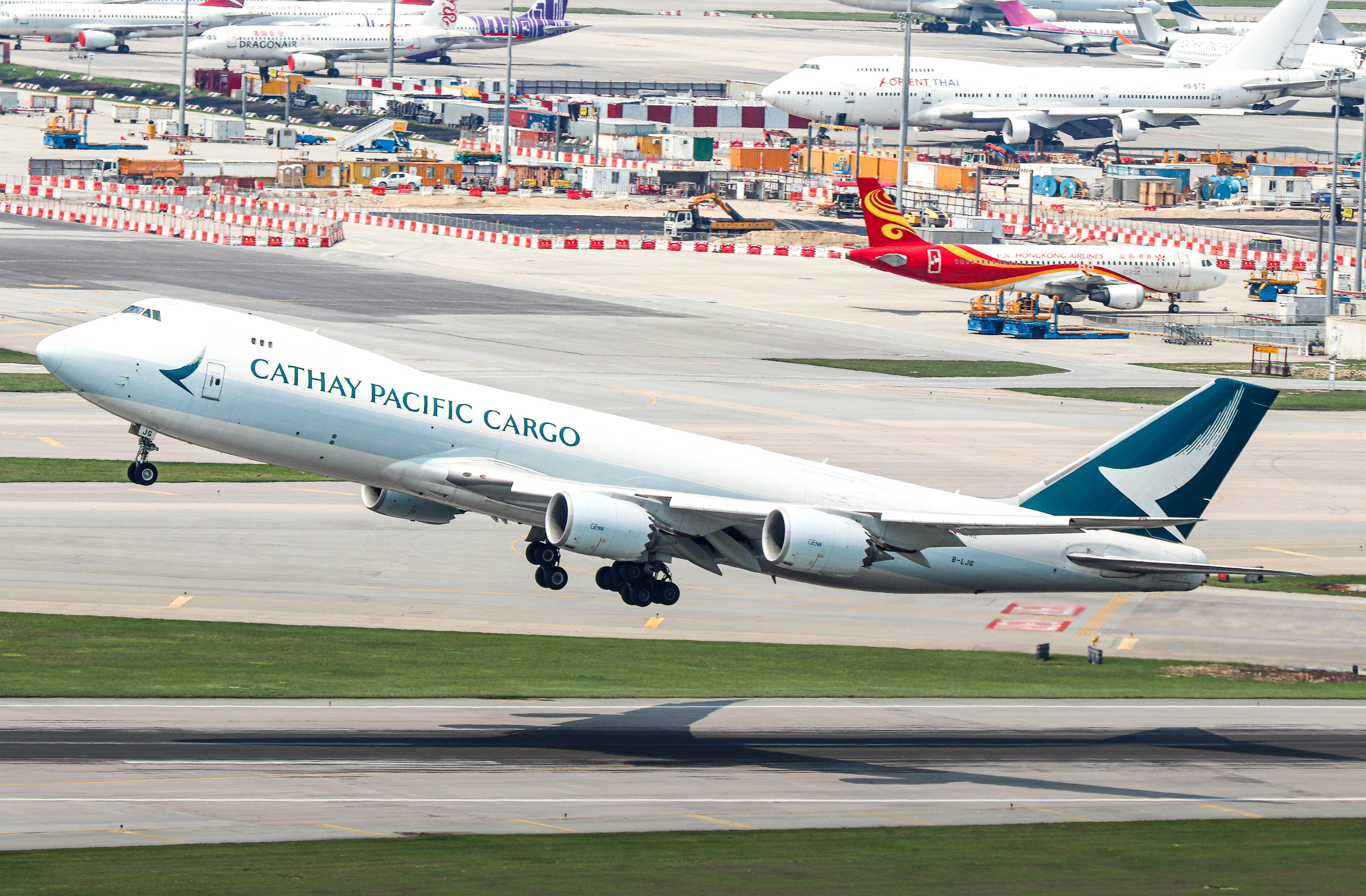 Full size: Cathay Pacific Cargo Boeing 747-8F B-LJG at Hong Kong International Airport