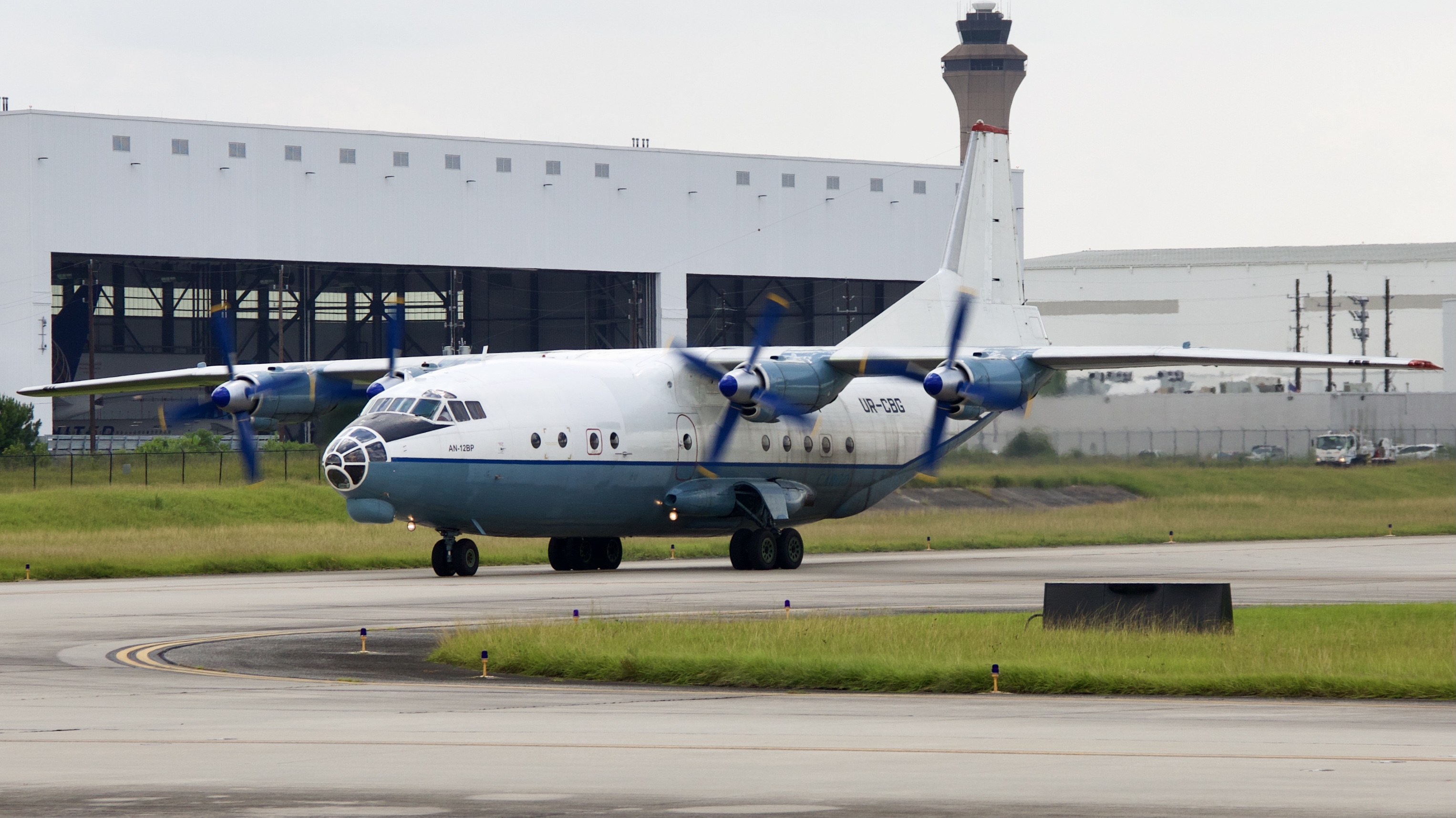 Full size: Cavok Air Antonov AN-12 UR-CBG at Houston-George Bush Intercontinental Airport