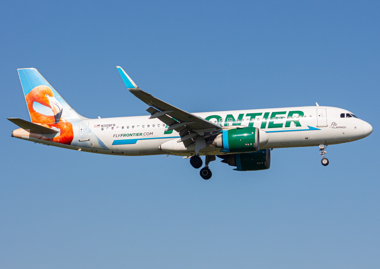 Full size: Frontier Airlines Airbus A320NEO N308FR at Tampa International Airport