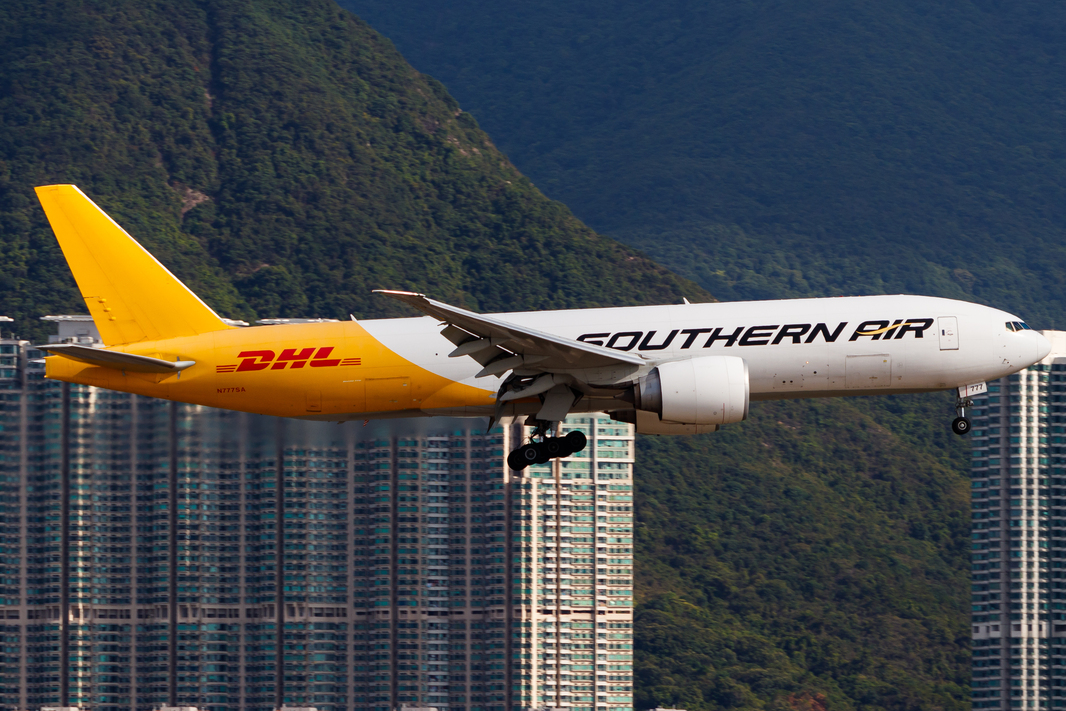 Full size: Southern Air Cargo Boeing 777-F N777SA at Hong Kong International Airport