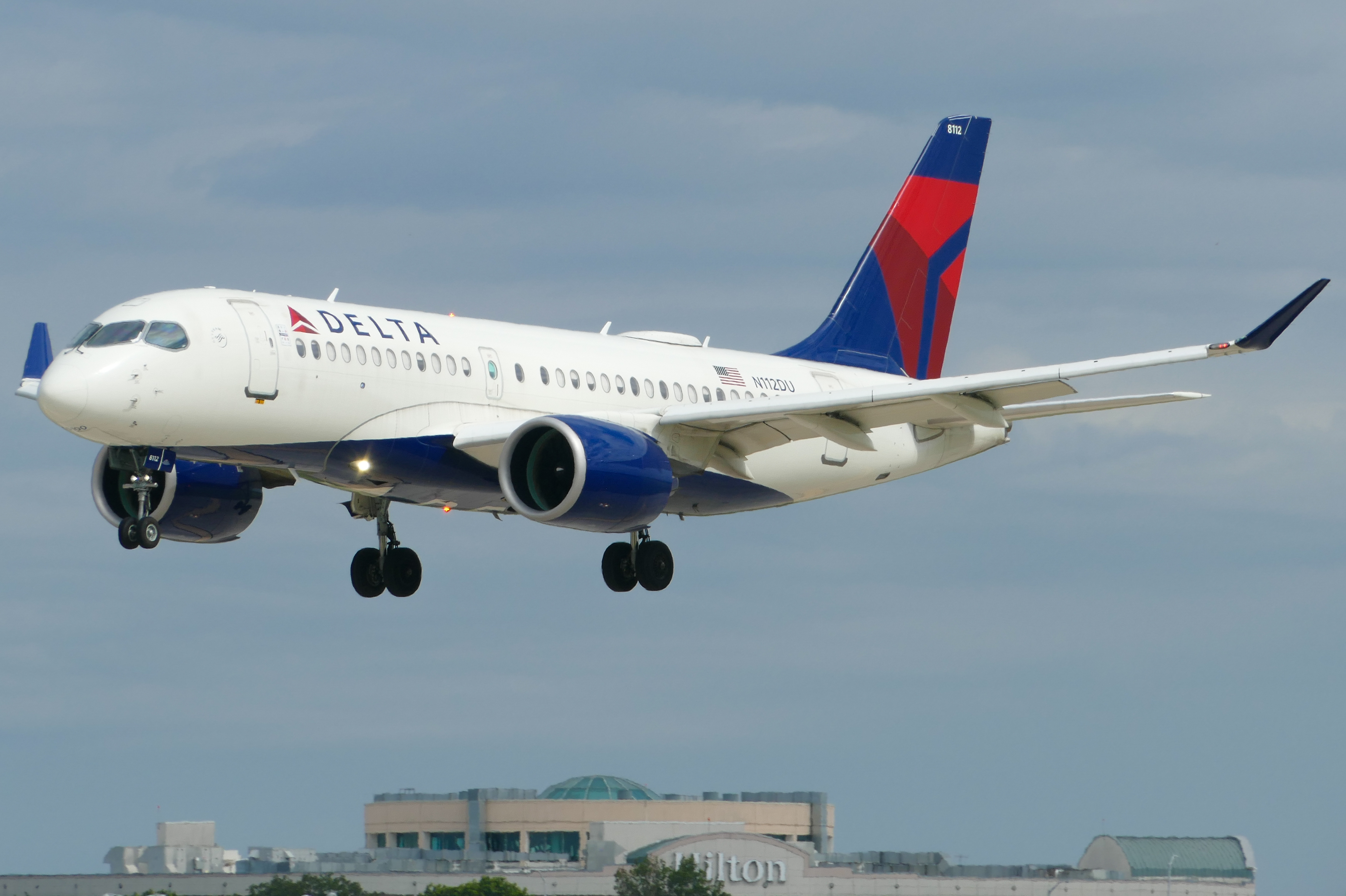 Full size: Delta Airlines Airbus A220-100 N112DU at Austin-Bergstrom International Airport