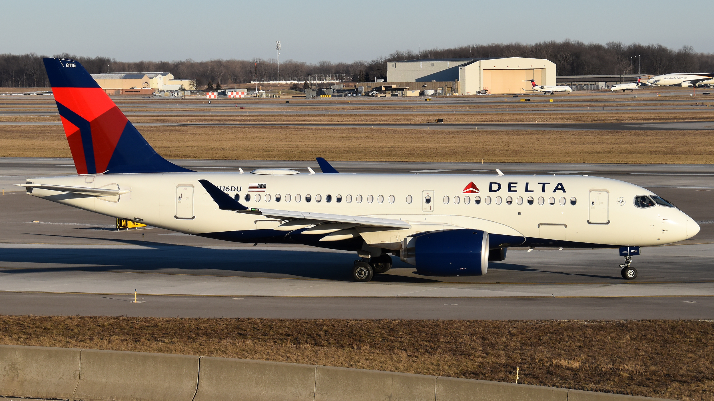 Full size: Delta Airlines Airbus A220-100 N116DU at Detroit Metro Wayne County Airport