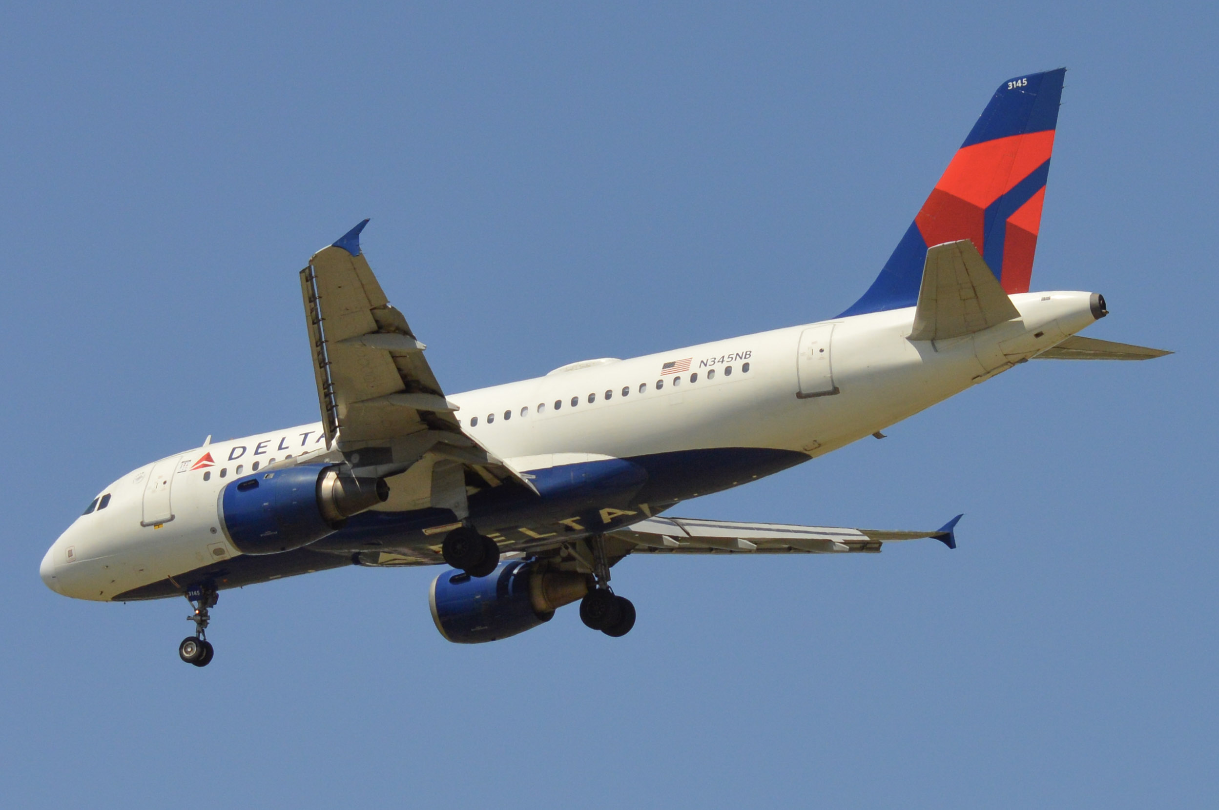 Full size: Delta Airlines Airbus A319 N345NB at Baltimore/Washington International Thurgood Marshall Airport