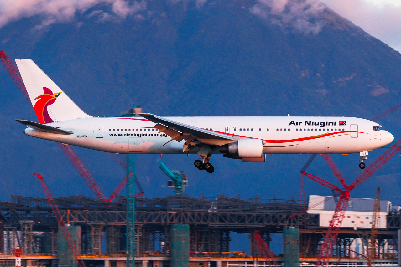 Full size: Air Niugini Boeing 767-300ER P2-PXW at Hong Kong International Airport