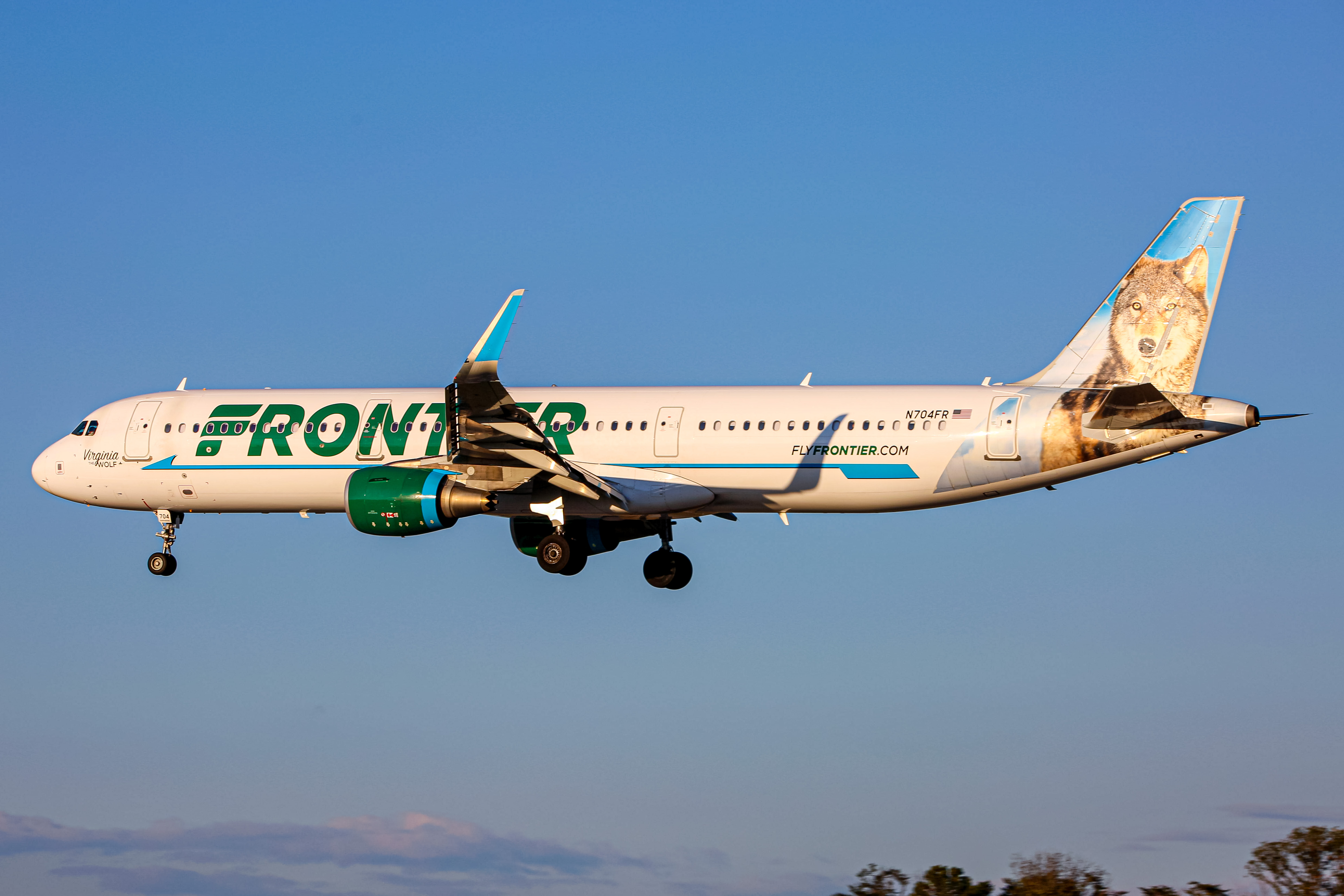 Full size: Frontier Airlines Airbus A321-200 N704FR at Baltimore/Washington International Thurgood Marshall Airport