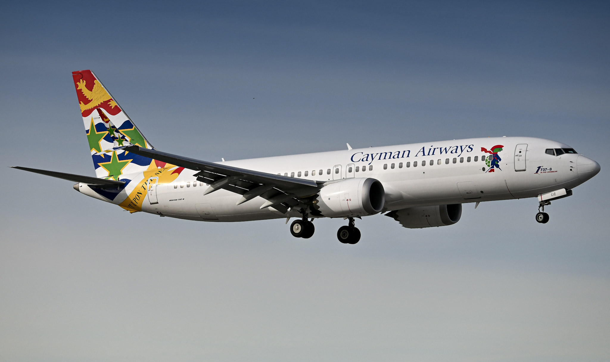 Full size: Cayman Airways Boeing 737 MAX 8 VP-CIZ at Miami International Airport