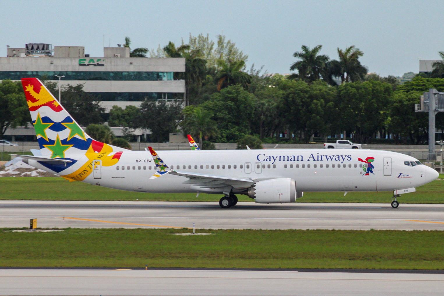 Full size: Cayman Airways Boeing 737 MAX 8 CP-CIW at Miami International Airport