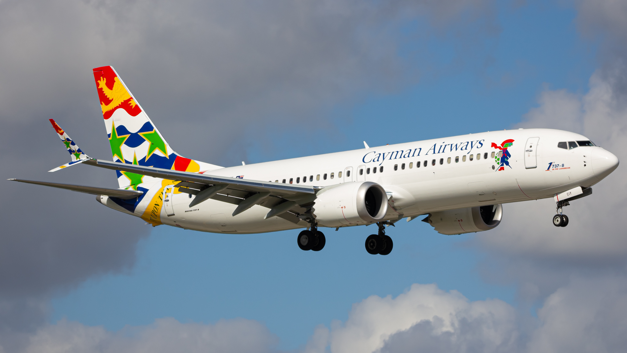 Full size: Cayman Airways Boeing 737 MAX 8 VP-CIY at Miami International Airport