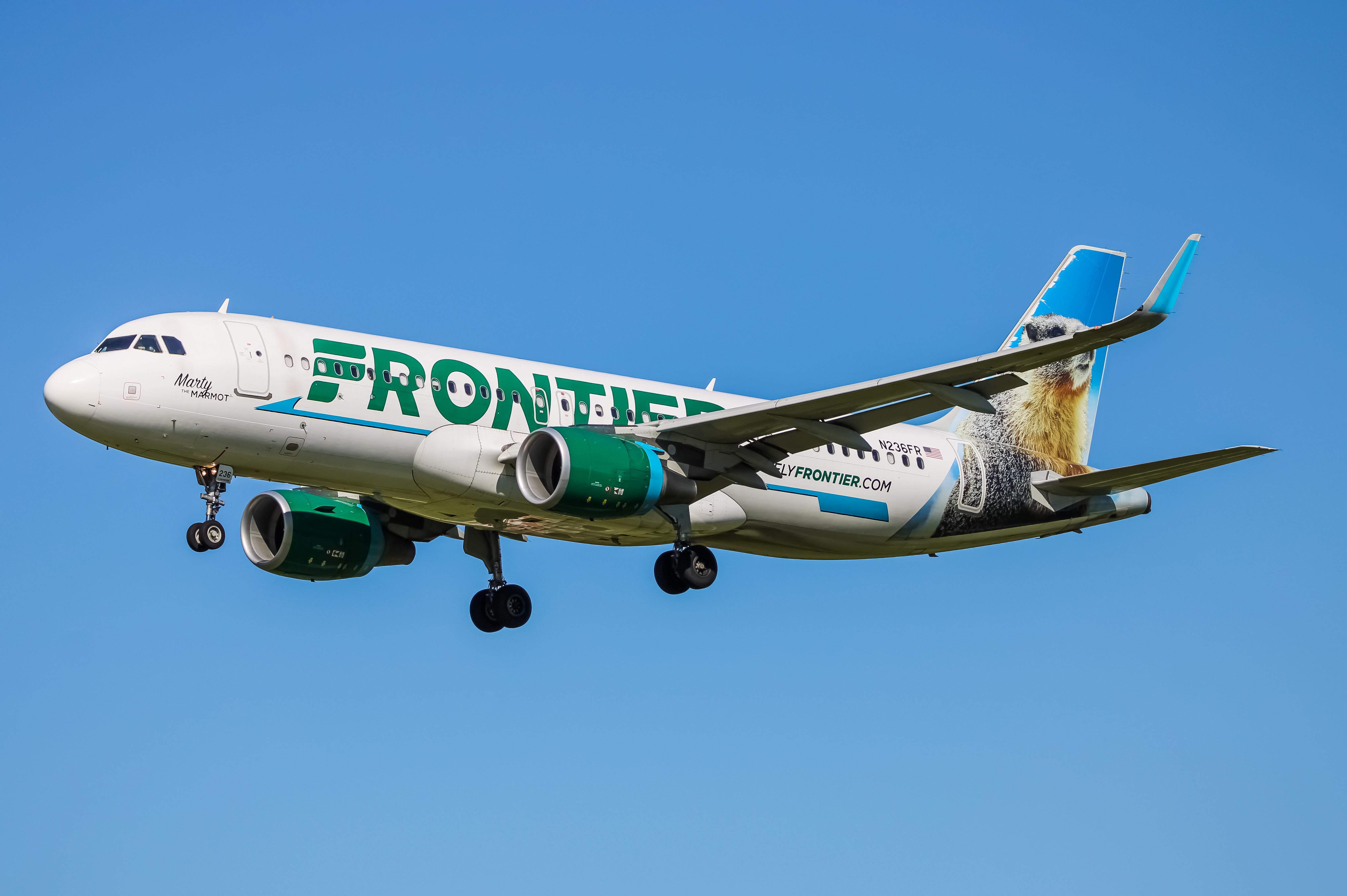 Full size: Frontier Airlines Airbus A320 N236FR at Baltimore/Washington International Thurgood Marshall Airport