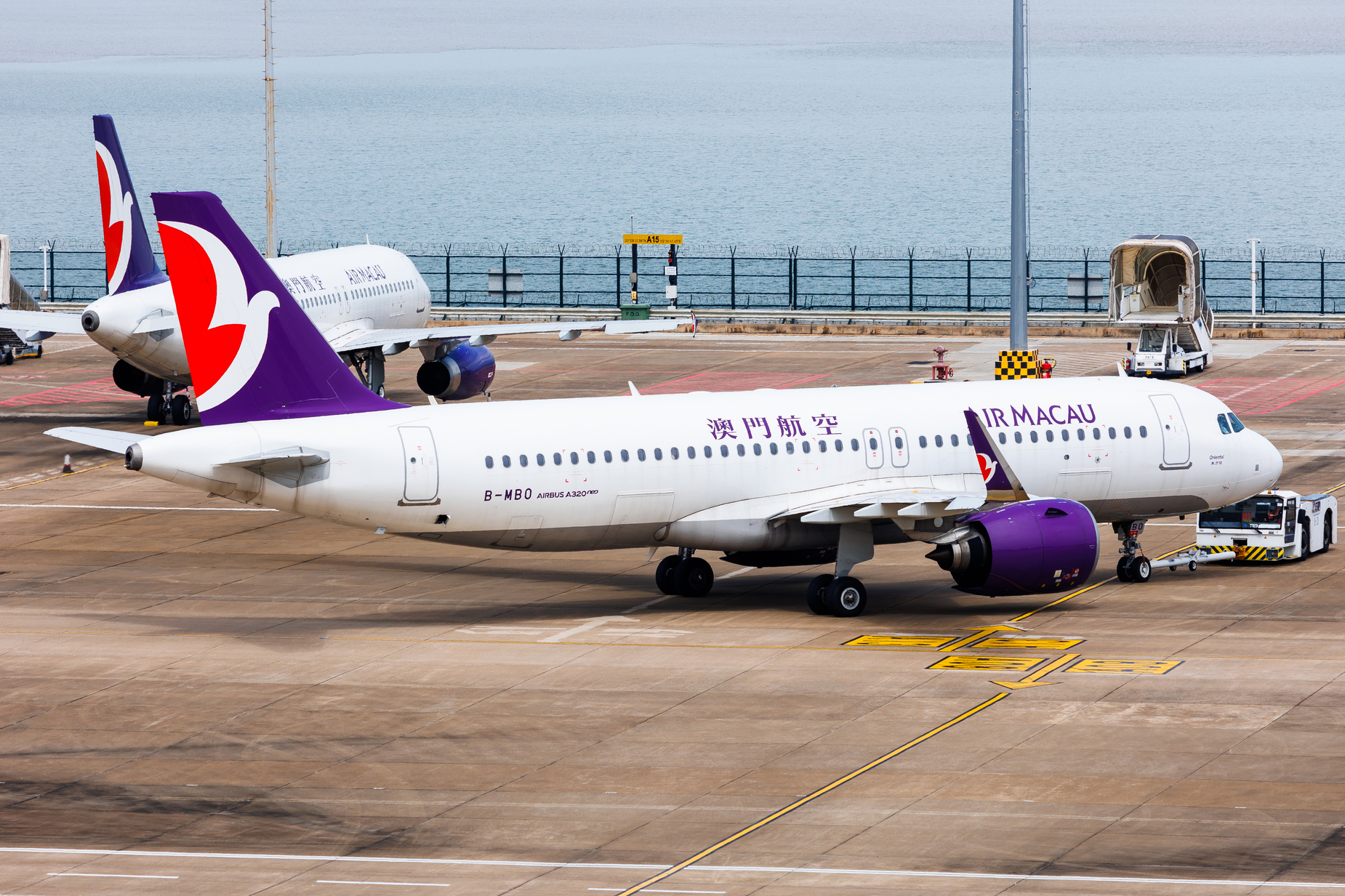 Full size: Air Macau Airbus A320NEO B-MBO at Macau International Airport