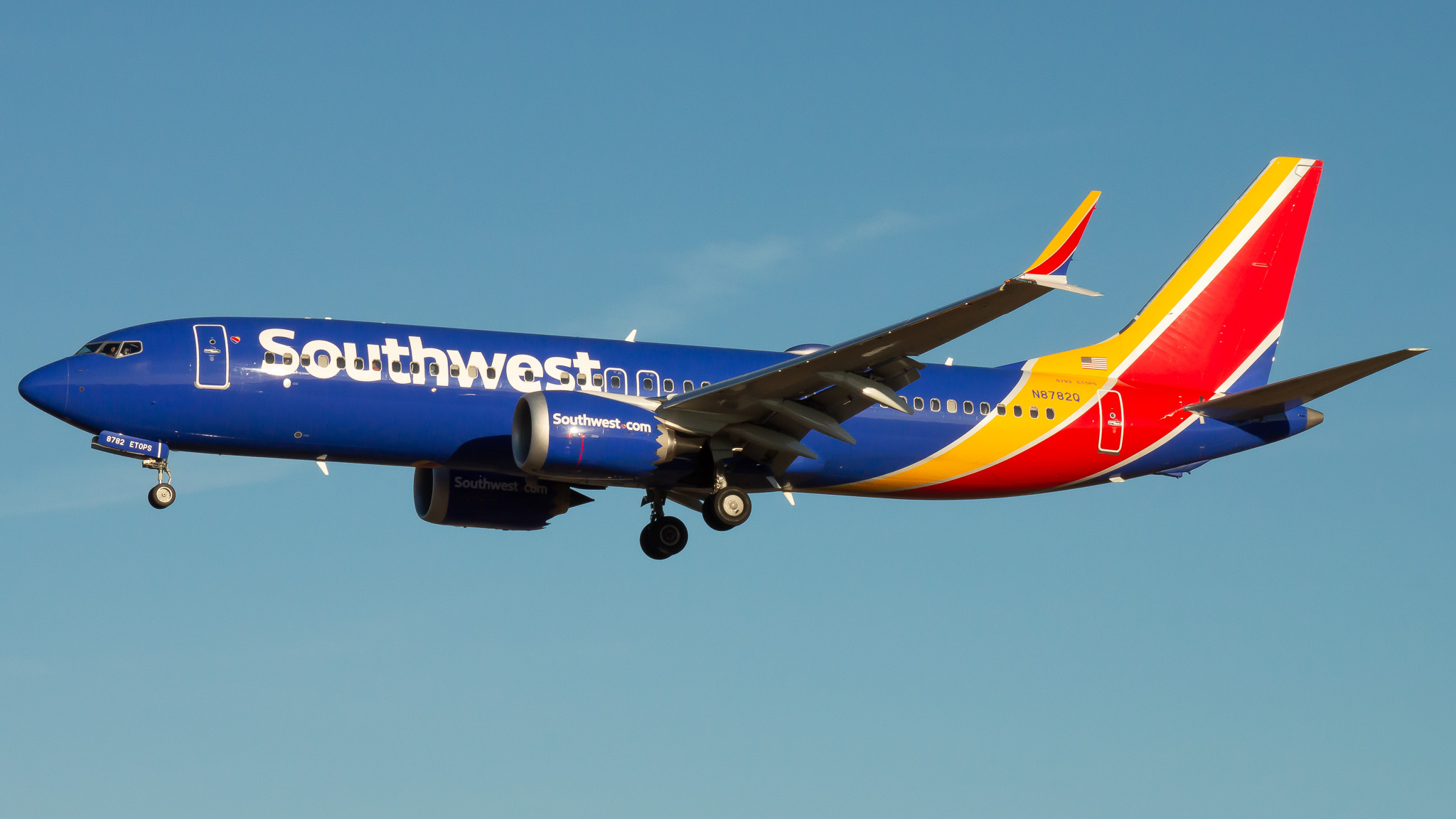Full size: Southwest Airlines Boeing 737 MAX 8 N8782Q at Baltimore/Washington International Thurgood Marshall Airport