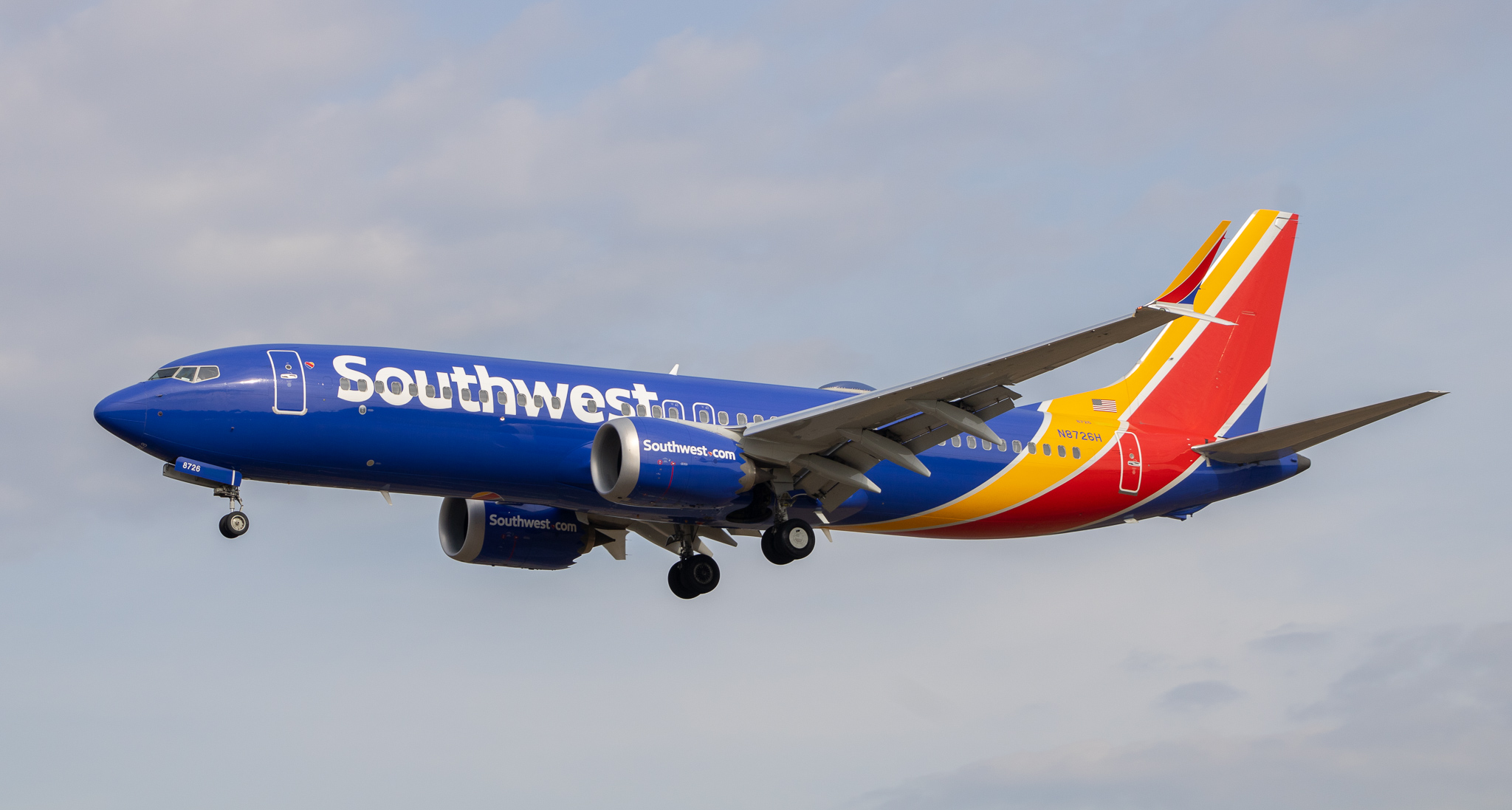 Full size: Southwest Airlines Boeing 737 MAX 8 N8726H at Baltimore/Washington International Thurgood Marshall Airport