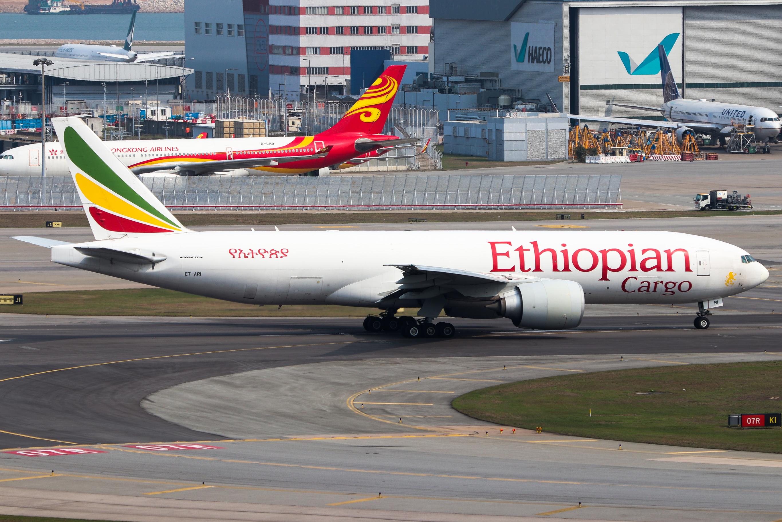 Full size: Ethiopian Cargo Boeing 777-F ET-ARI at Hong Kong International Airport