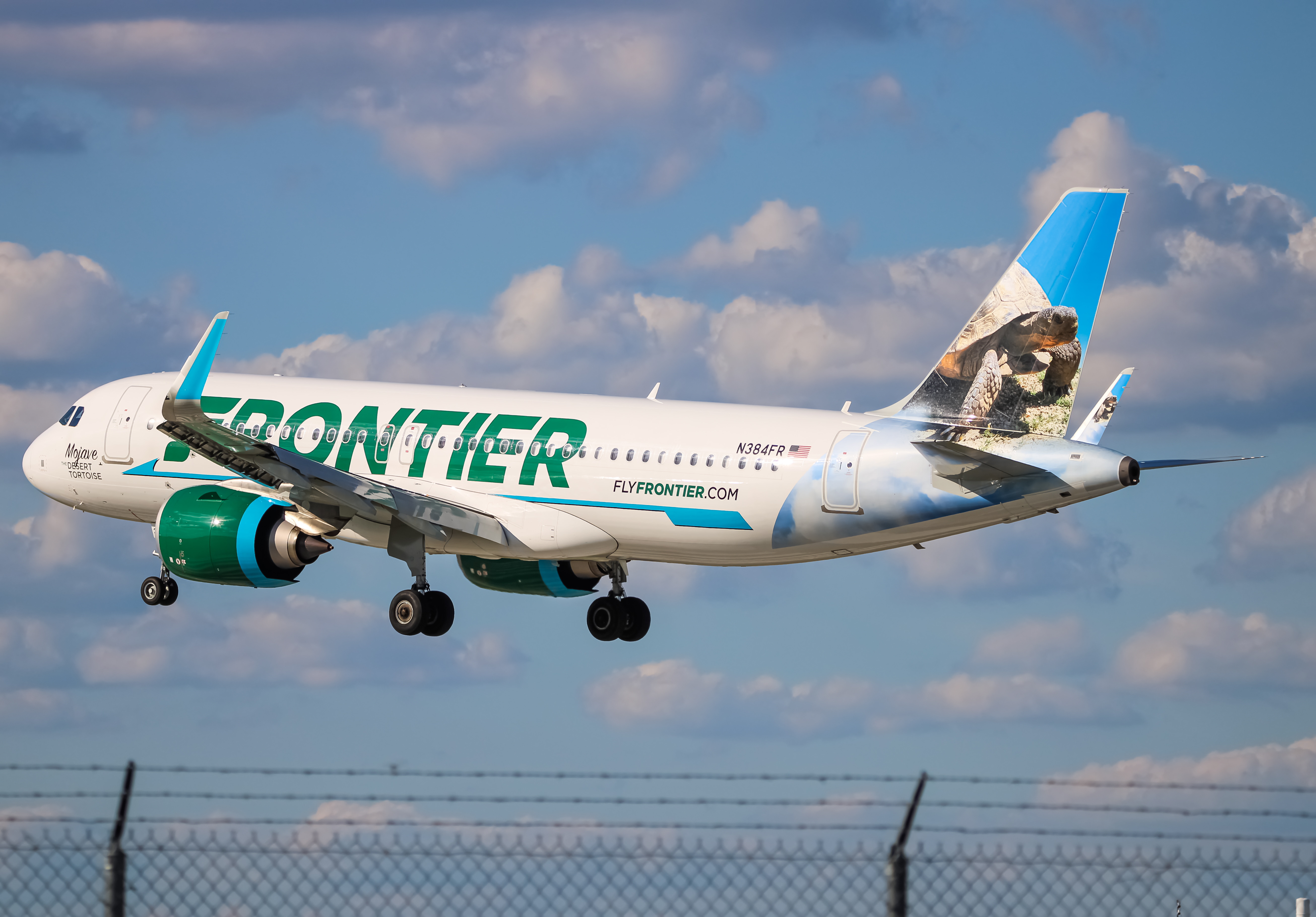 Full size: Frontier Airlines Airbus A320NEO N384FR at Baltimore/Washington International Thurgood Marshall Airport