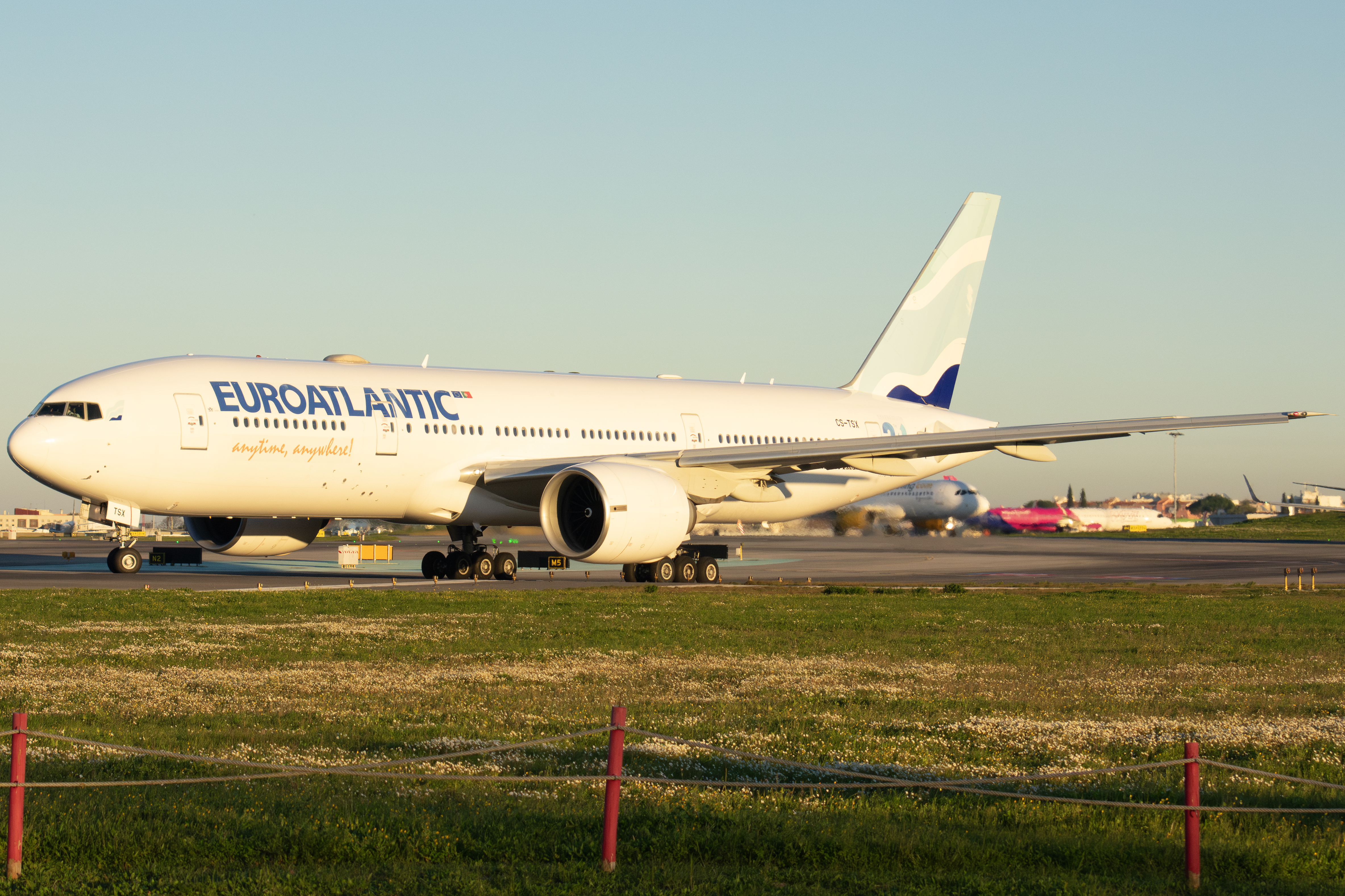 Full size: Euroatlantic Airways Boeing 777-200ER CS-TSX at Lisbon Humberto Delgado Airport