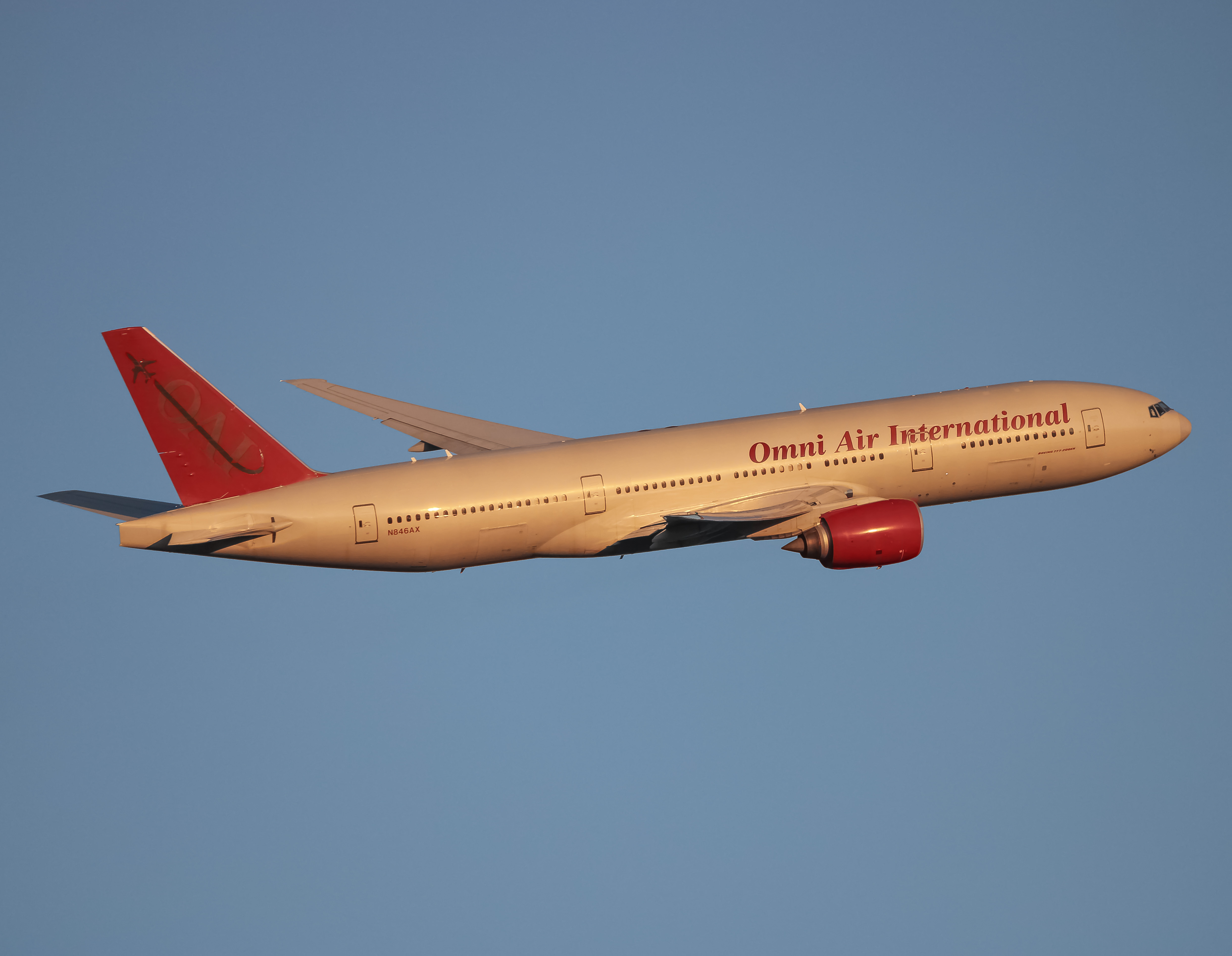 Full size: Omni Air International Boeing 777-200ER N846AX at Baltimore/Washington International Thurgood Marshall Airport
