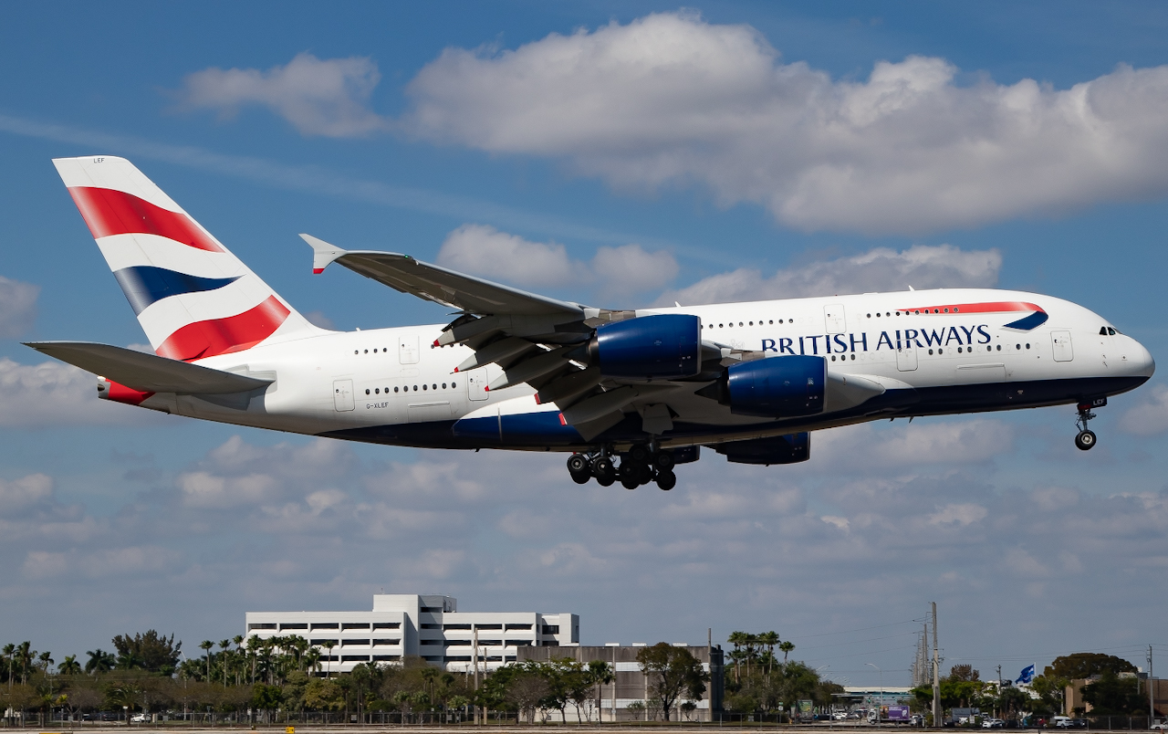 Full size: British Airways Airbus A380-800 G-XLEF at Miami International Airport