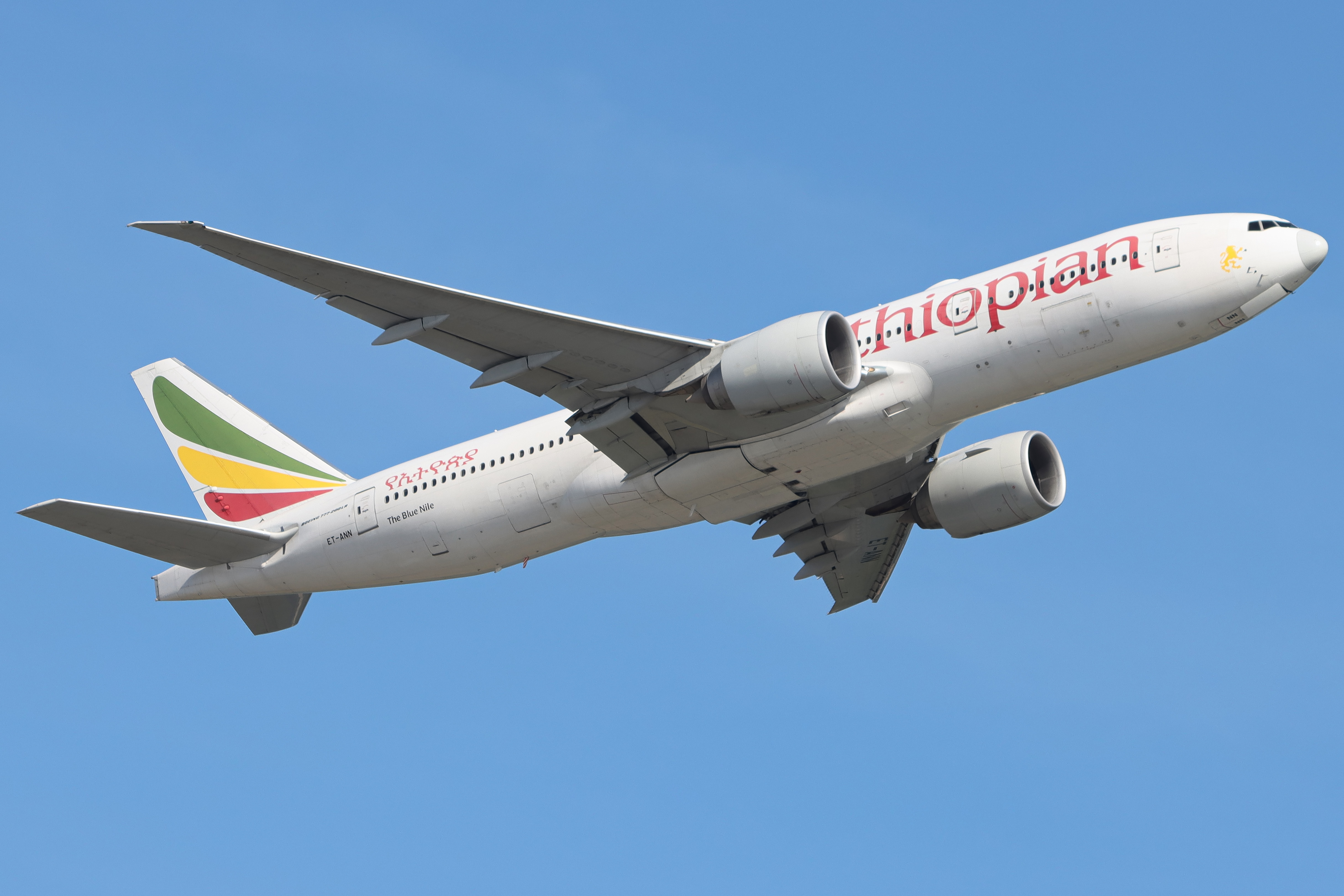 Full size: Ethiopian Airlines Boeing 777-200LR ET-ANN at Hong Kong International Airport