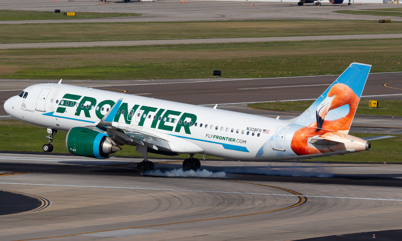 Full size: Frontier Airlines Airbus A320NEO N308FR at Tampa International Airport